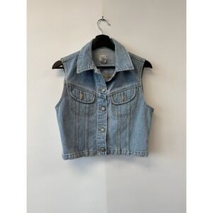 Vintage‎ GAP Denim Vest Womens Medium Jean Sleeveless Cropped Classic 90s Y2K